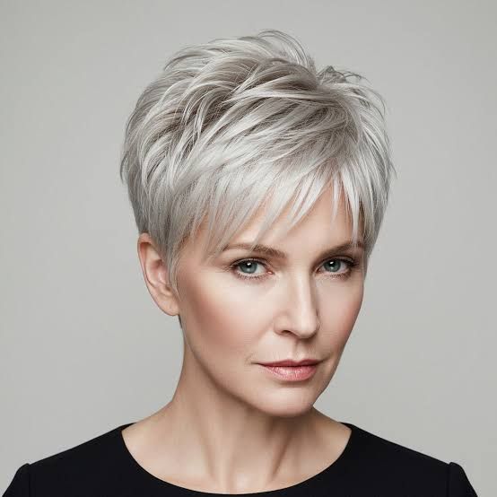 Ash Blonde Swept Fringe Pixie — Short Haircuts