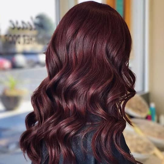 Layers Deep Magenta Collarbone Waves — Magenta Hair