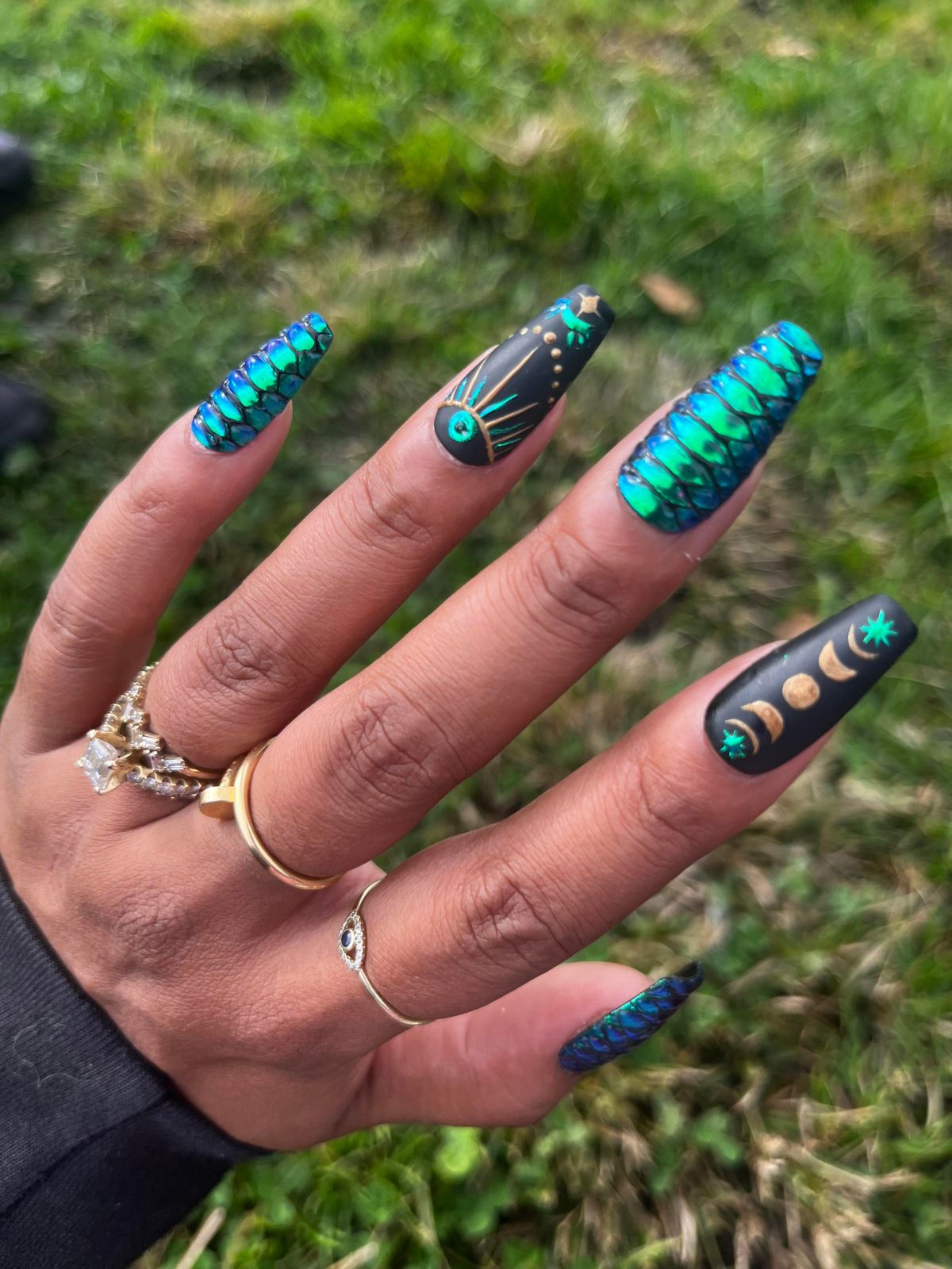 Long Coffin Celestial Snake Long Coffin Celestial Snake — Snake Print Nails