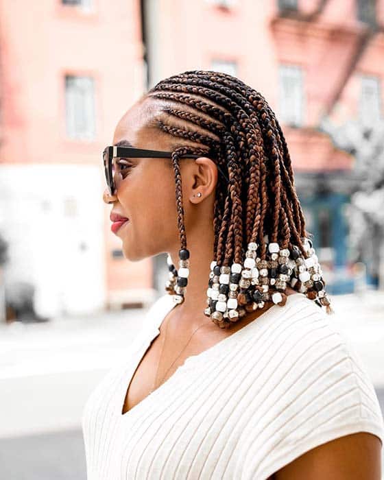 Shoulder-Length Box Braids With Beads Shoulder-Length Box Braids With Beads — Hairstyles for Black Women