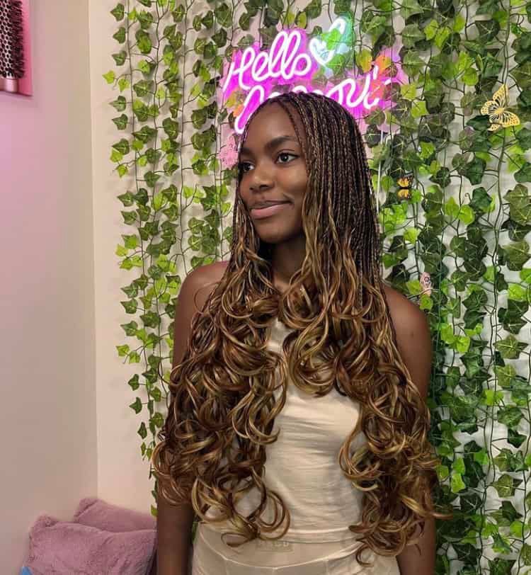 Long Braids With Defined Curls — Layered Braids