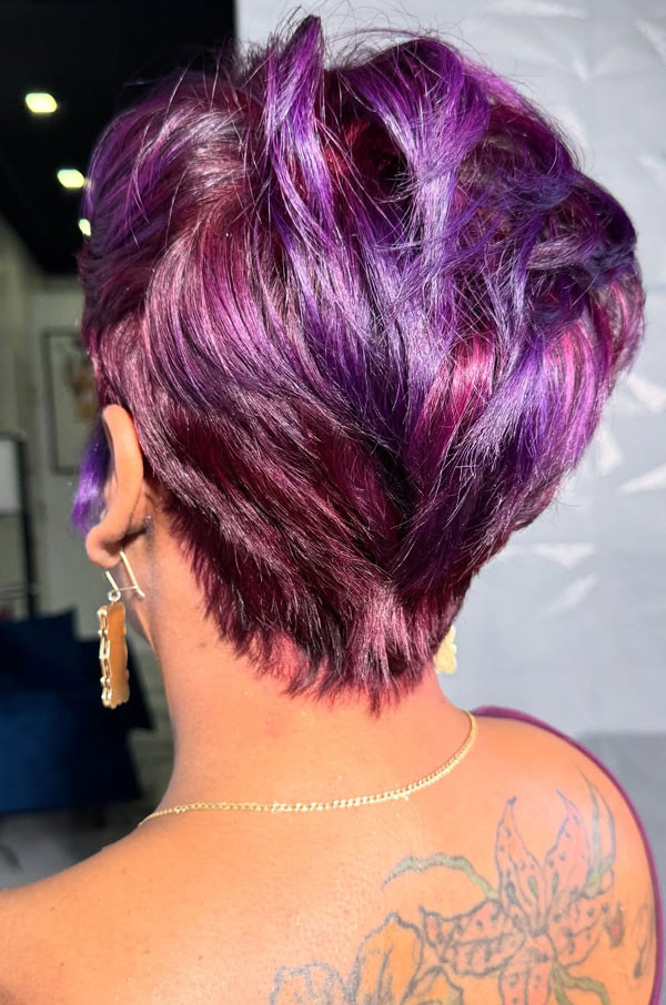 Layered Pixie Vibrant Purple Volume Layered Pixie Vibrant Purple Volume — Violet Hair