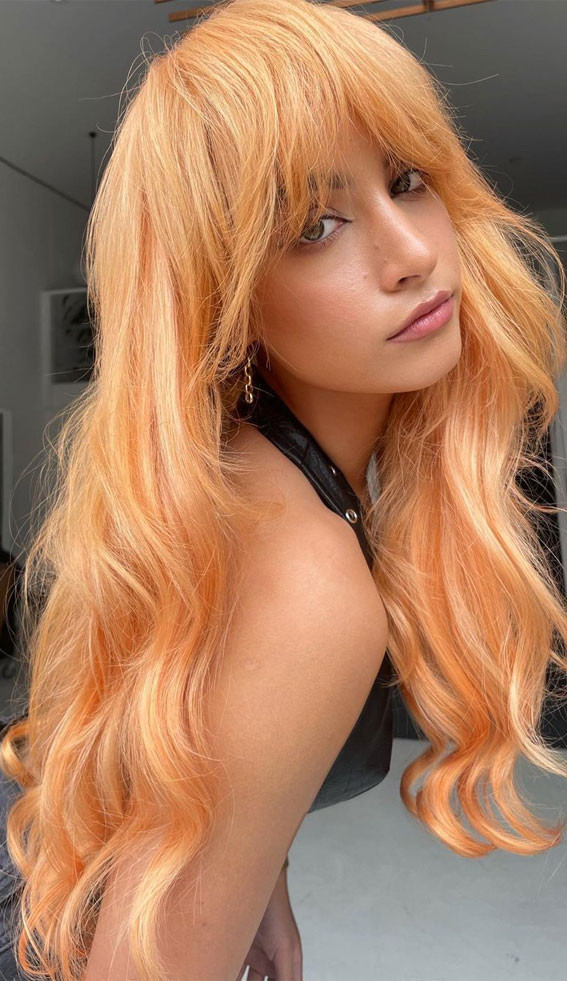 Yellow-Peach Waves With Volume Yellow-Peach Waves With Volume — Peach Hair