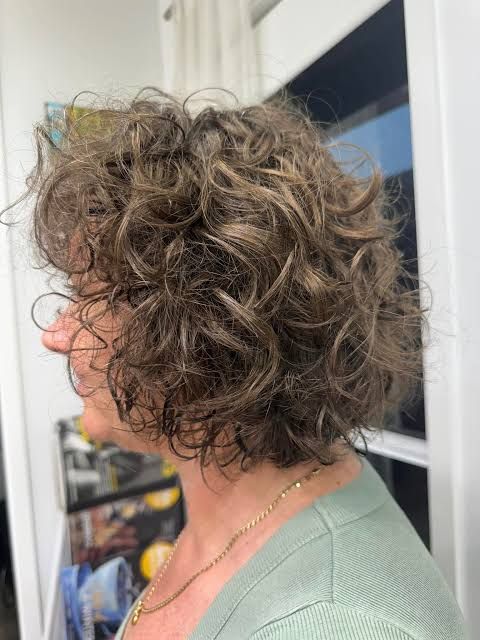 Chin Length Bob With Tight Curls Chin Length Bob With Tight Curls — Perms for Short Hair