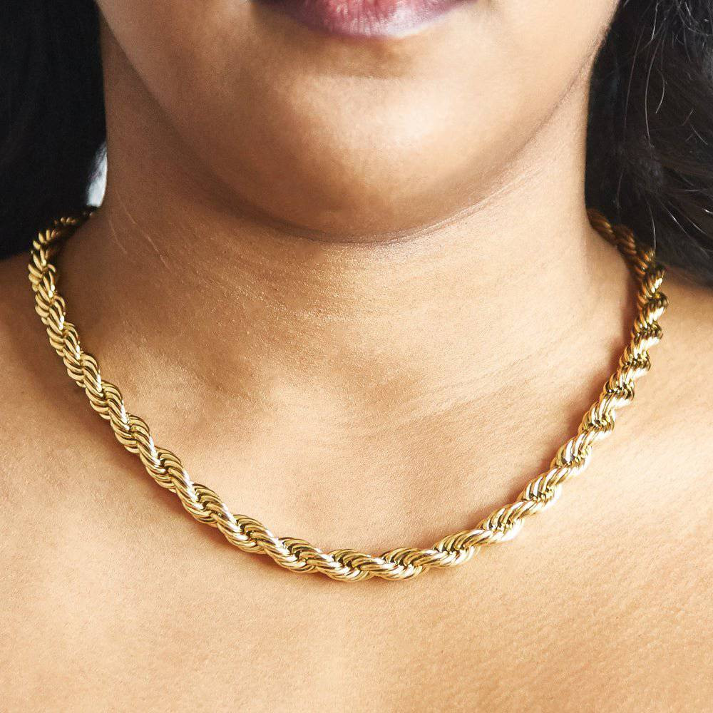 Thick Chunky Gold Rope Chain Necklace — Chunky Gold Necklaces
