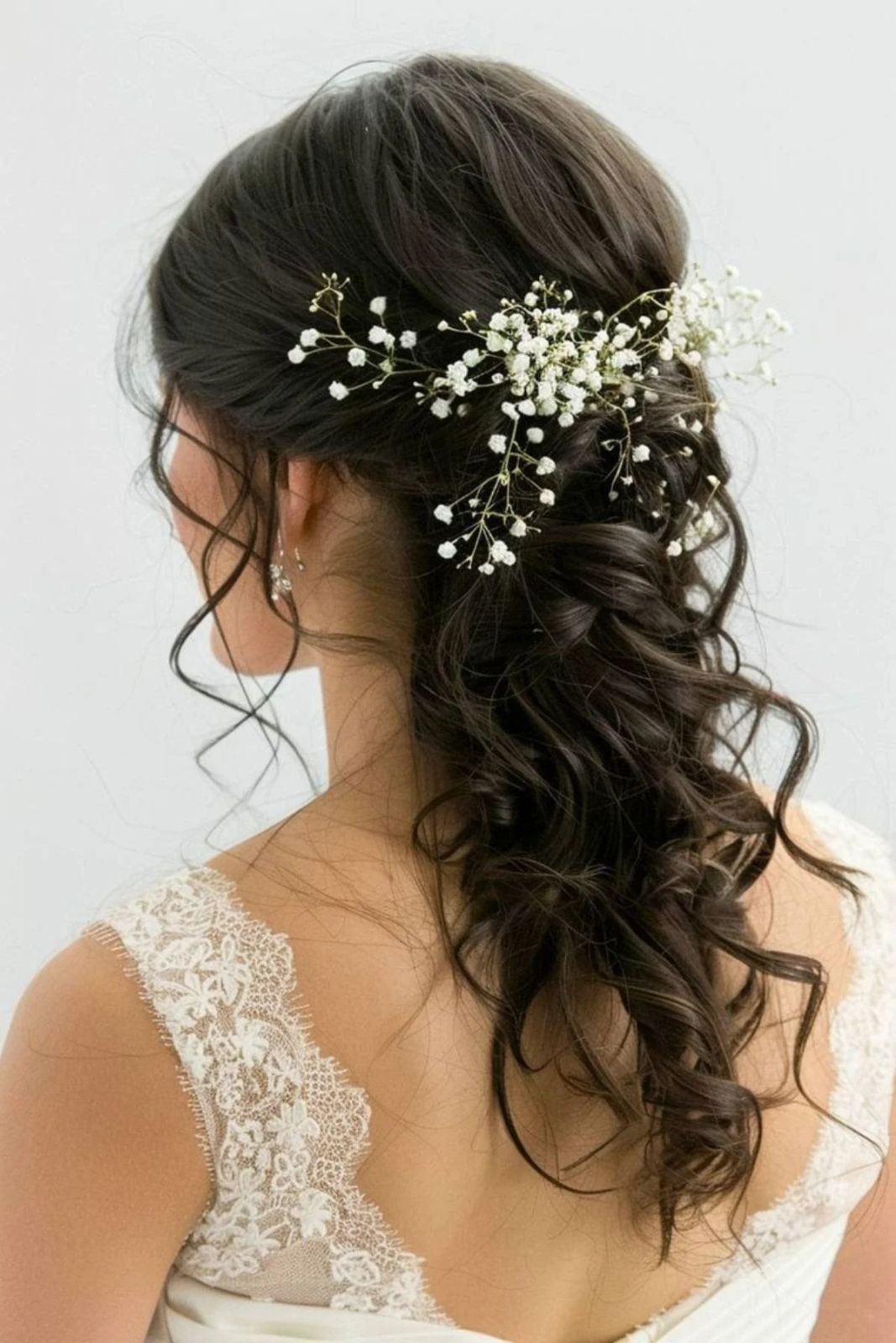 Half-Up With Braid And Baby's Breath Half-Up With Braid And Baby's Breath — Wedding Hairstyles for Thin Hair