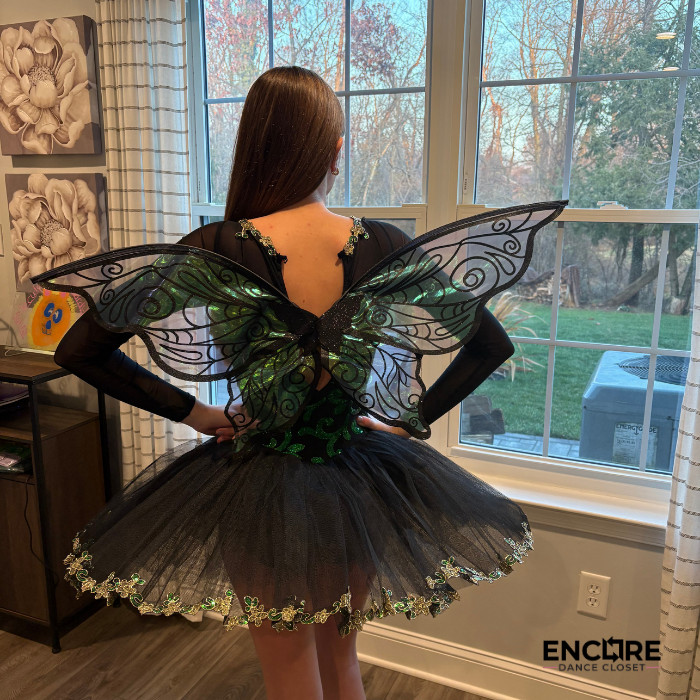 Enchanted Black Ballet Costume with Fairy Wings Enchanted Black Ballet Costume with Fairy Wings — Ballet Outfits
