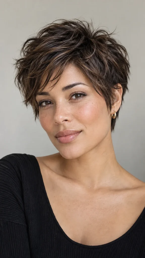 Dark Brown With Subtle Blonde Highlights Visual Idea — Volumizing Haircuts for Thin Hair