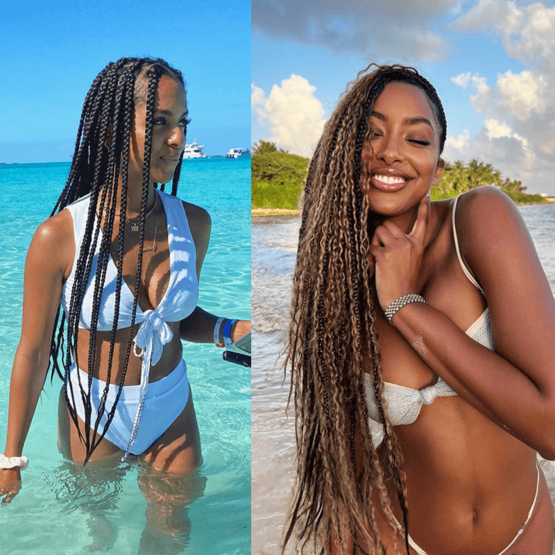 Long Neat Braids with Blonde Highlights — Beach Hairstyles