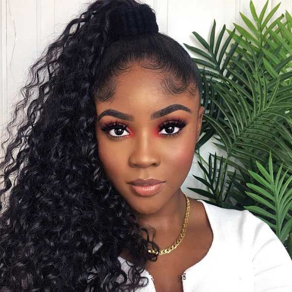 Mid-Back Voluminous Curly High Ponytail — Natural Hair Ponytail