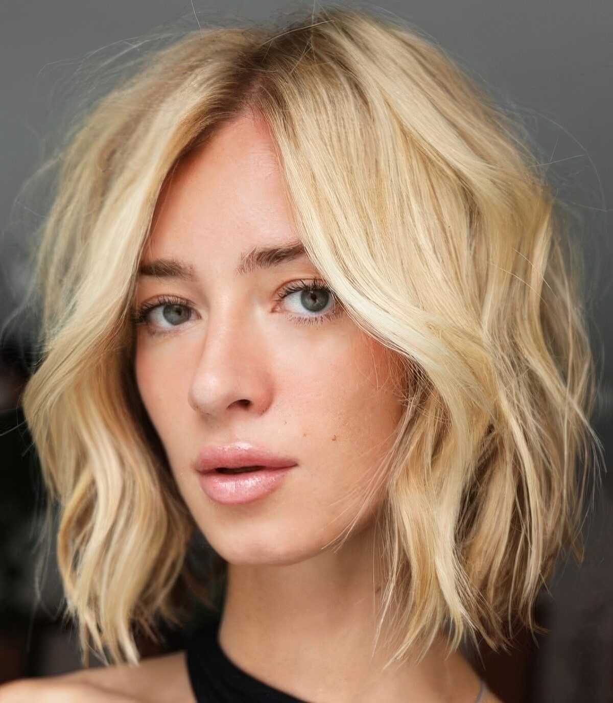 Ash Blonde Bob With Textured Waves — Wavy Bob