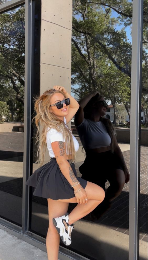 Flared Black Skirt: Casual Street Style — Tennis Skirts