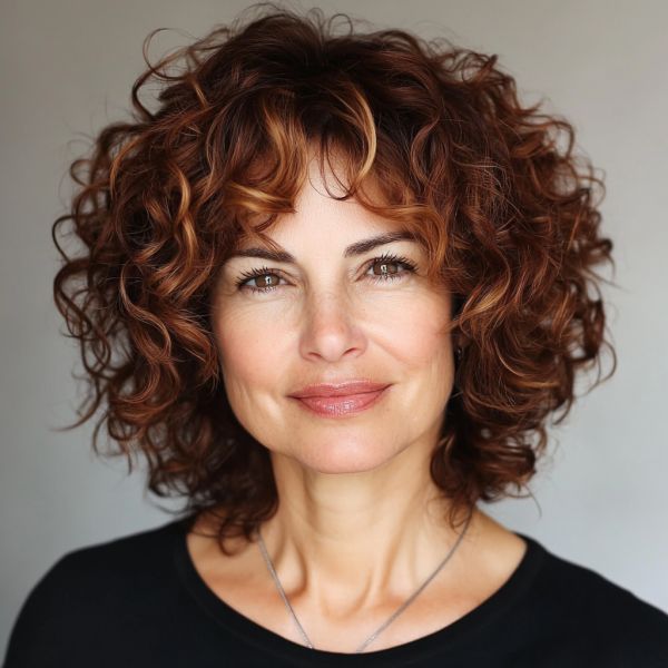 Auburn Layered Bob With Face-Framing Highlights Auburn Layered Bob With Face-Framing Highlights — Highlights Over 60