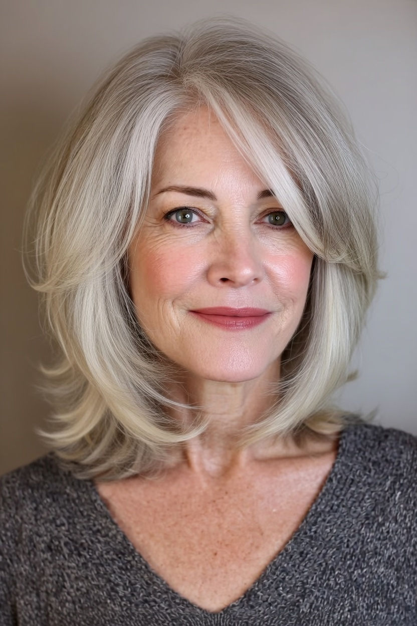 Collarbone Layered Bob With Curtain Bangs Collarbone Layered Bob With Curtain Bangs — Hairstyles for Women Over 50