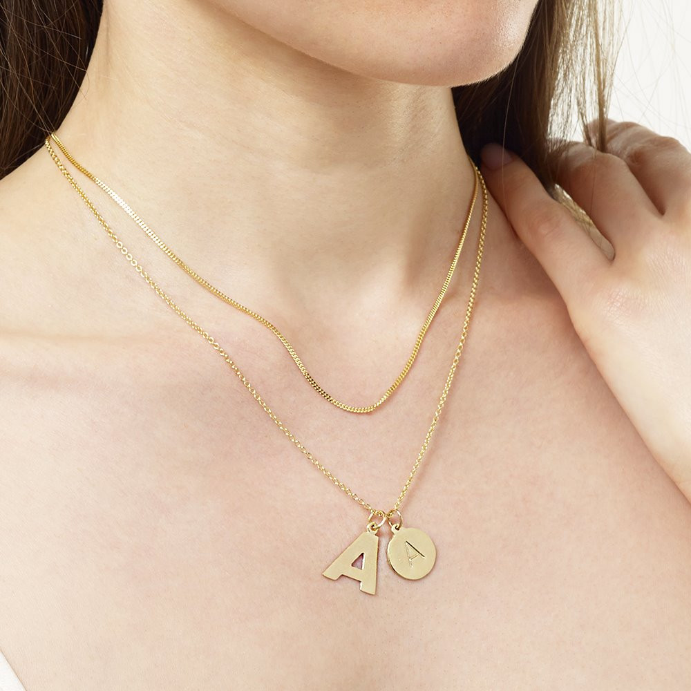 Layered Gold Initials and Heart Charm Layered Gold Initials and Heart Charm — Initial Necklaces