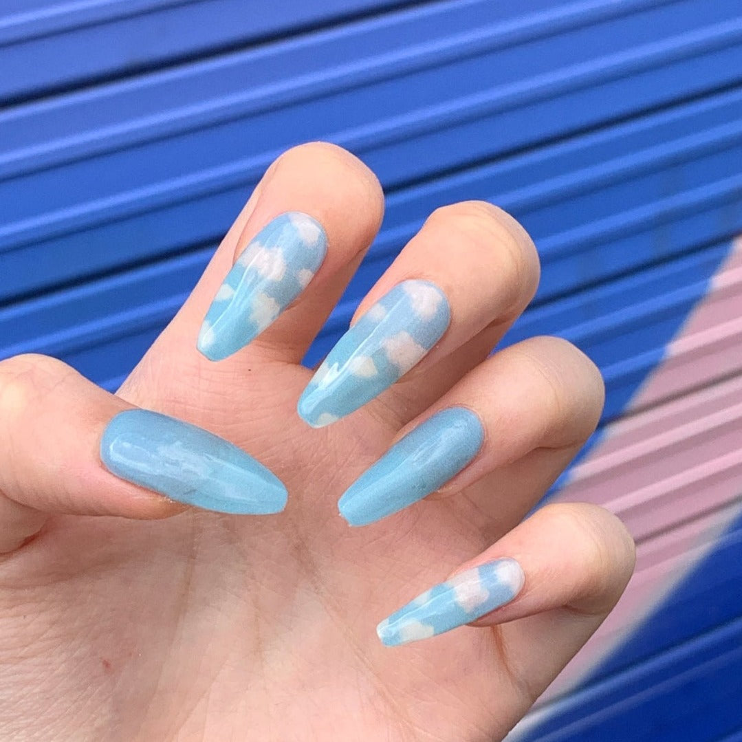 Clouds On Sheer Base Visual Idea Clouds On Sheer Base Visual Idea — Cloud Nails