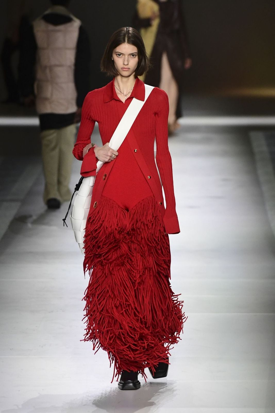 Fringe Statement: Red Ribbed Knit Dress with Fringe Skirt Fringe Statement: Red Ribbed Knit Dress with Fringe Skirt — Femme Fatale Outfits