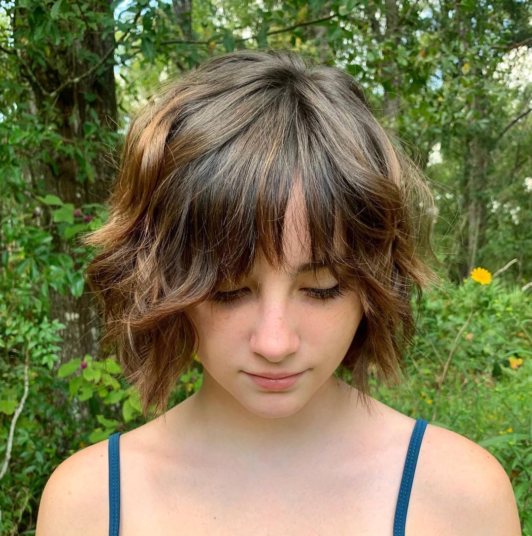 Chin-Length Shaggy Bob Full Bangs Chin-Length Shaggy Bob Full Bangs