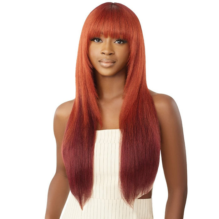 Ombre Red to Burgundy Straight Layers — Colored Wig Styles