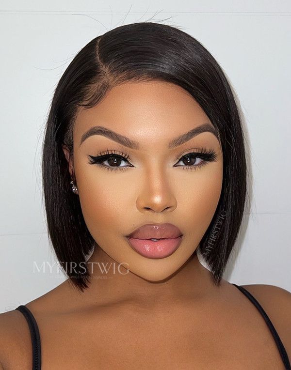 Sharp Black Blunt Chin Bob Sharp Black Blunt Chin Bob — Natural Hair Bob
