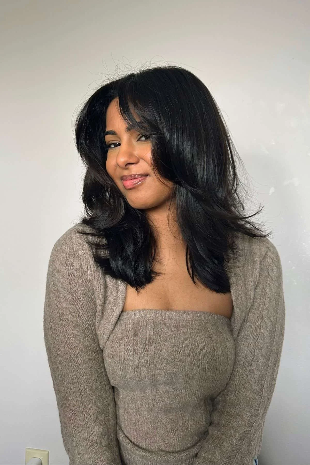 Medium Butterfly With Voluminous Curtain Bangs — Butterfly Haircut Medium Hair