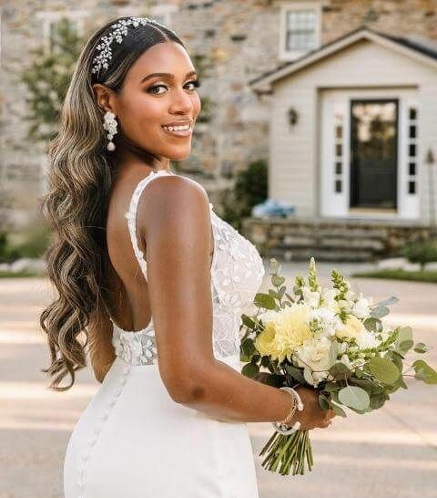 Flowing Waves With Delicate Headband Flowing Waves With Delicate Headband — Wedding Hairstyles for Black Women