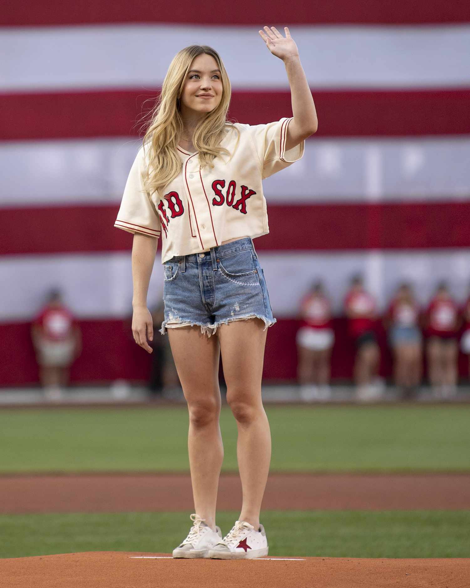 Cropped Baseball Jersey with Distressed Denim Shorts — Baseball Game Outfits