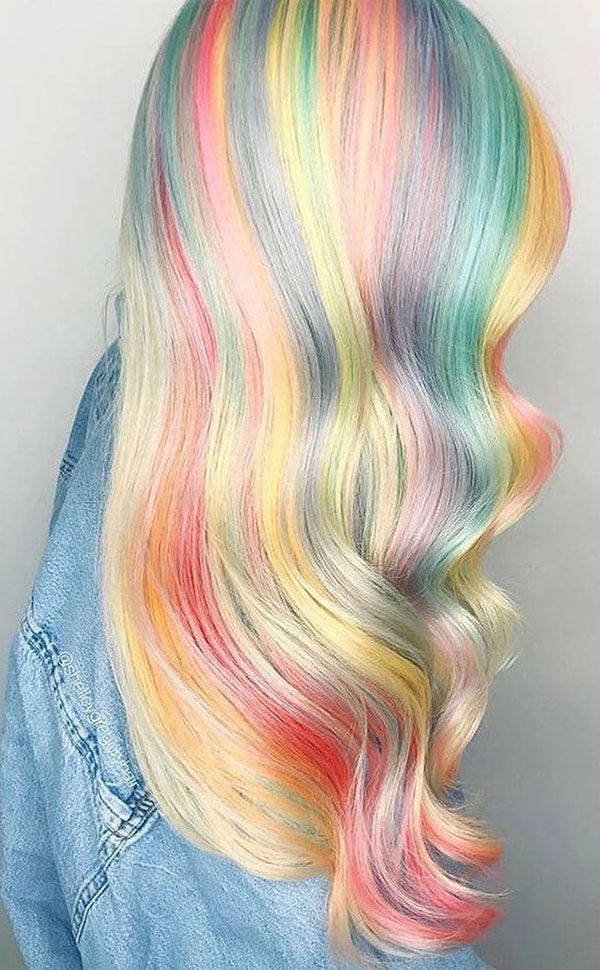 Mid-Back Soft Blended Rainbow Mid-Back Soft Blended Rainbow — Pastel Rainbow Hair