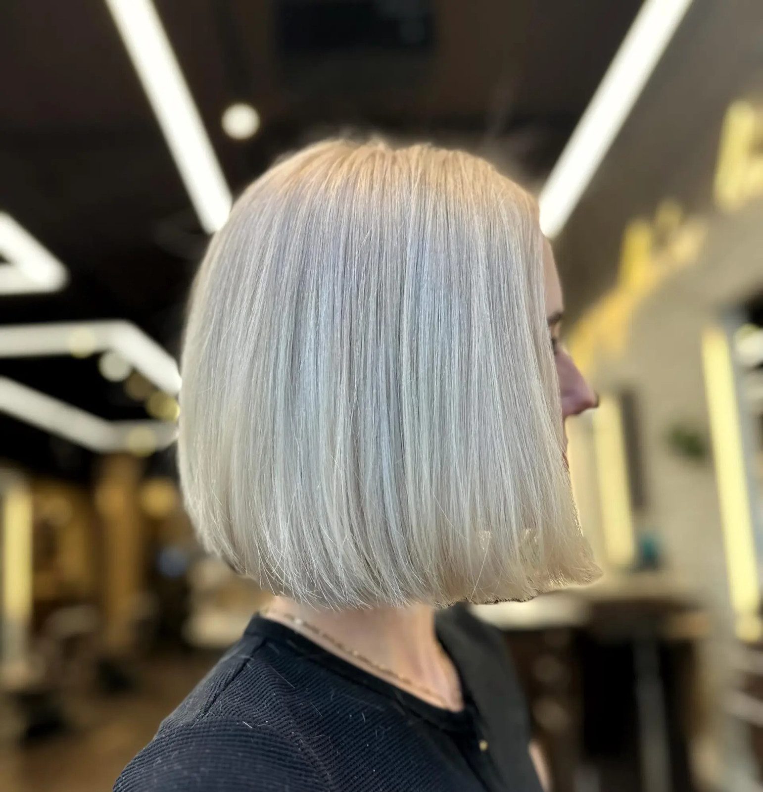 Platinum Blonde Sleek Chin Length Platinum Bob