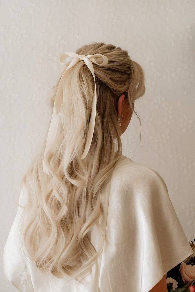 Platinum Blonde Ribbon Half Up Platinum Blonde Ribbon Half Up — Bridesmaid Hairstyles