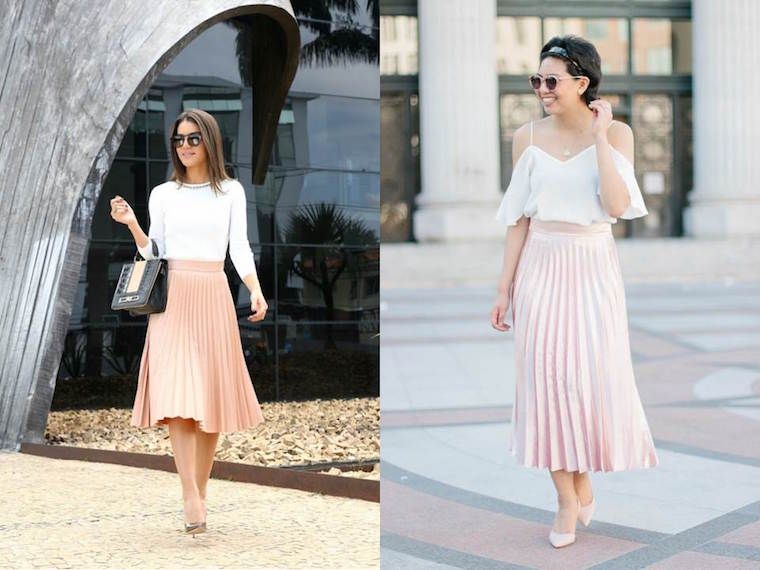 Pleated Midi Skirt with Fitted Top for Elegant Smart Casual Pleated Midi Skirt with Fitted Top for Elegant Smart Casual — Outfits to Hide Belly