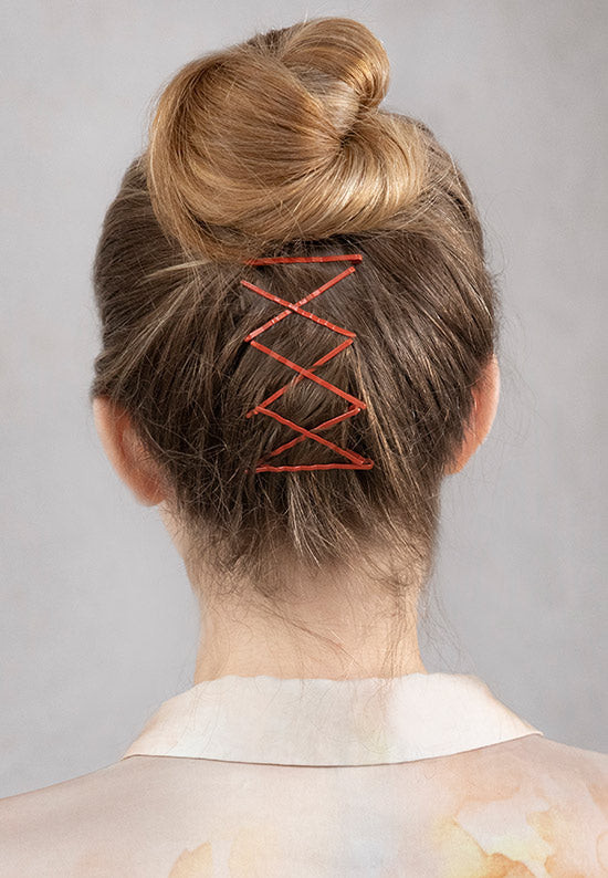 Neat Bun with Criss-Cross Pins Neat Bun with Criss-Cross Pins — Bobby Pin Hairstyles