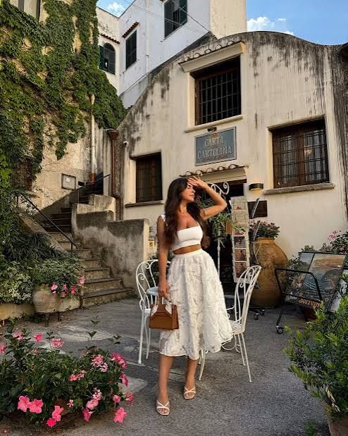 All-White Lace Ensemble for Daytime Vacation Outing — Amalfi Coast Outfits