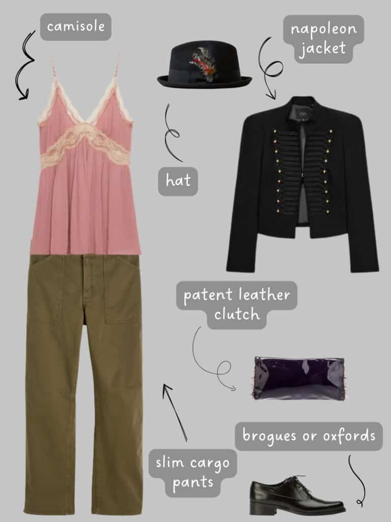 Embroidered Leather Jacket with Sheer Slip Dress and Socks — Indie Sleaze Outfits