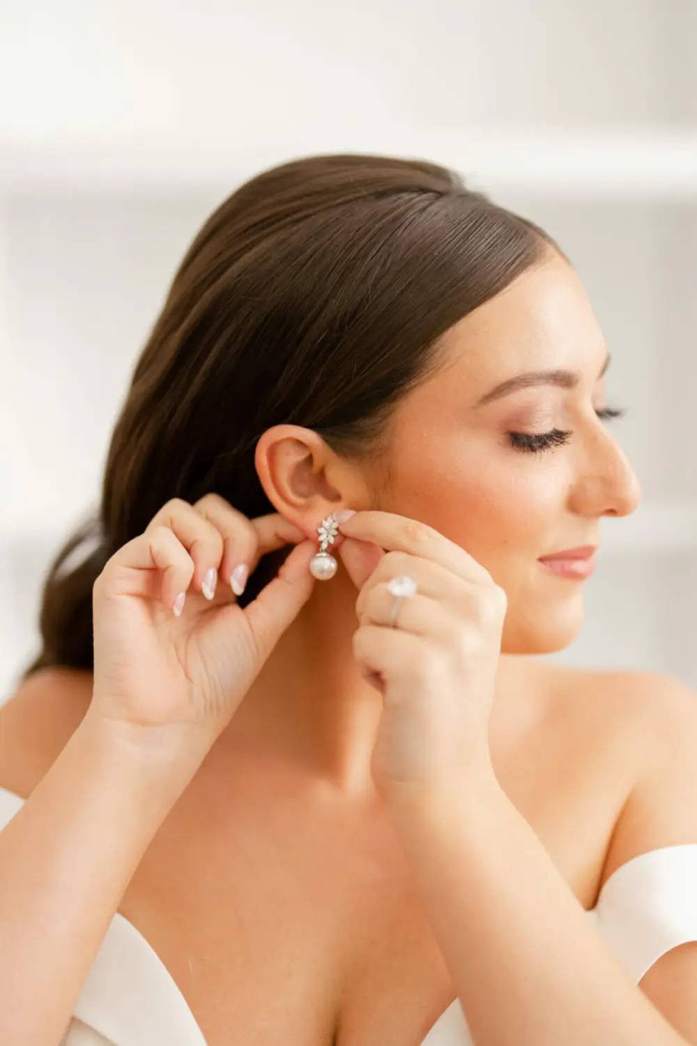 Bridal Pearl Drop Earrings with Diamond Accents Bridal Pearl Drop Earrings with Diamond Accents — Pearl Earrings Outfits