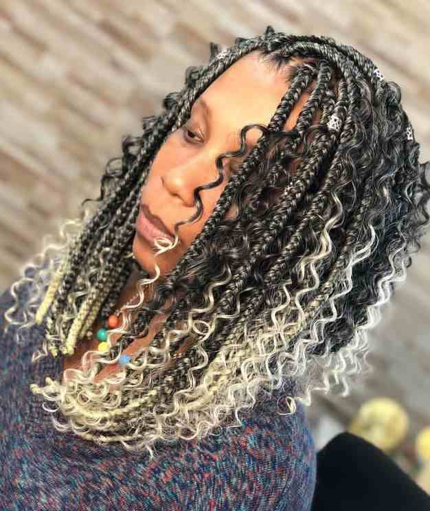 Shoulder Length Braids With Black Roots and Blonde Ends Shoulder Length Braids With Black Roots and Blonde Ends — Goddess Box Braids