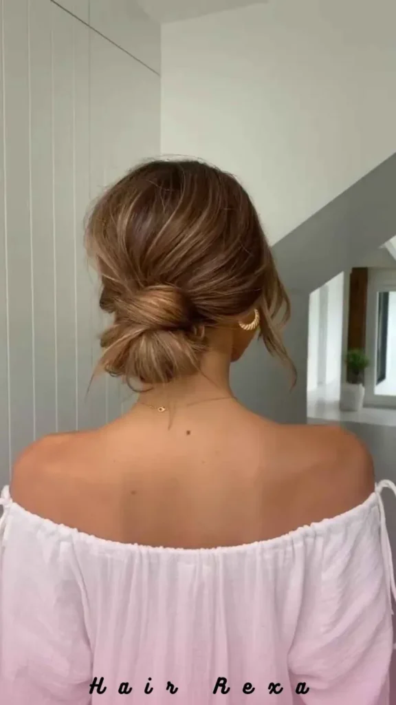Textured Low Messy Bun with Highlights