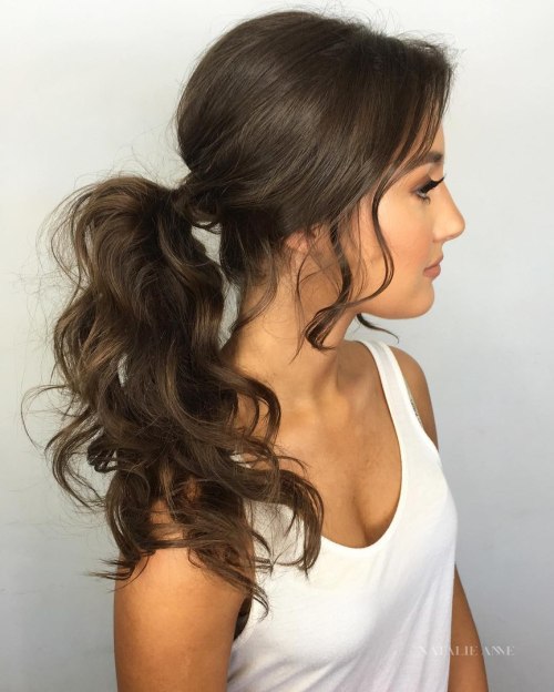 Voluminous Wavy Ponytail With Swept Crown — Date Night Hairstyles