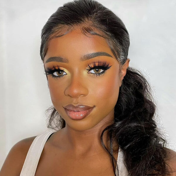 Black Frontal Ponytail With Wavy Curls Black Frontal Ponytail With Wavy Curls
