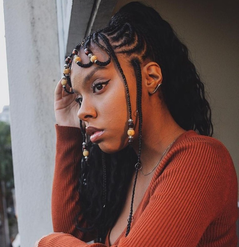 Mid-Back Visual Idea — Fulani Braids with Beads
