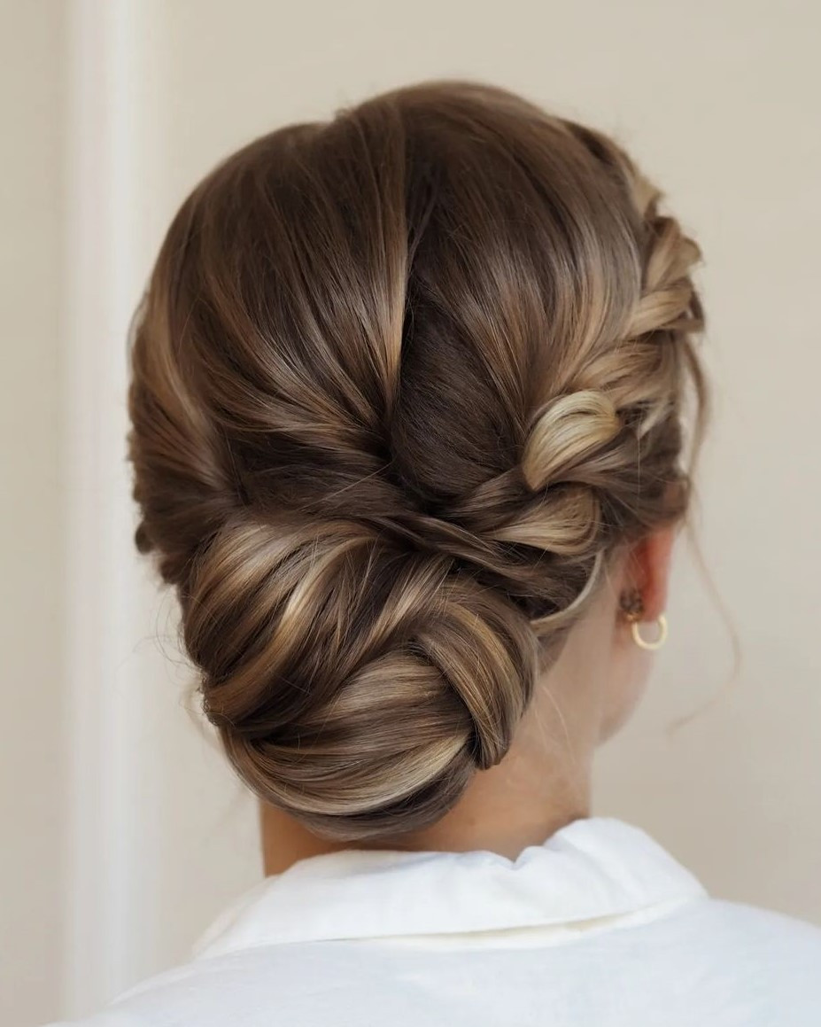 Braided Dark Blonde Low Bun — Messy Low Bun