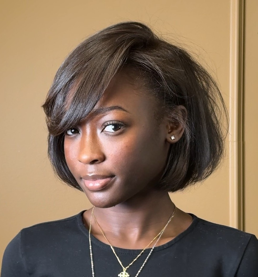 Sleek Dark Brown Bob With Side-Swept Bangs — Big Chop Hairstyles