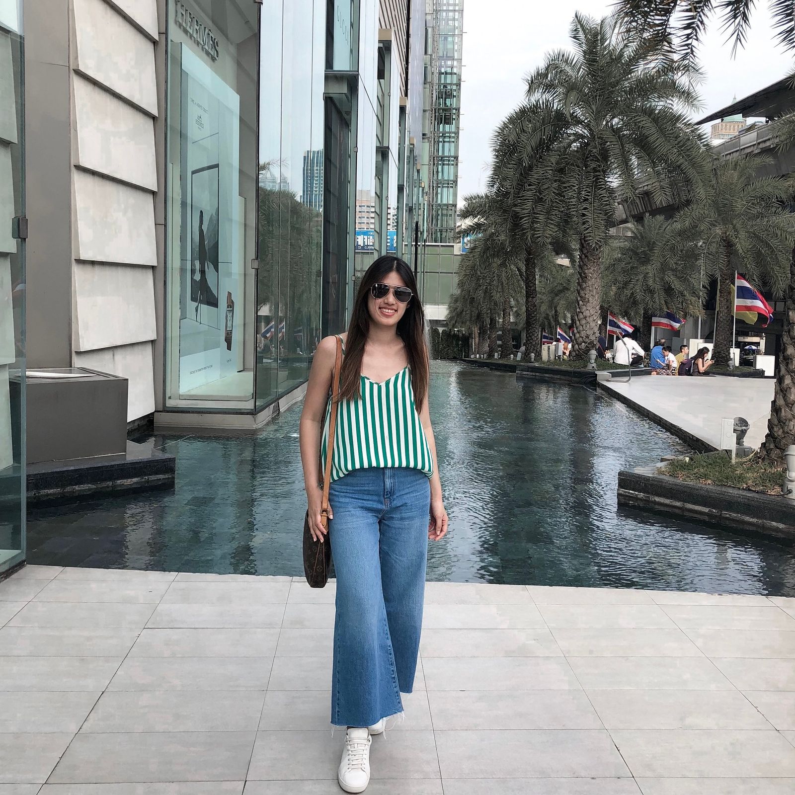 Striped Camisole and Wide-Leg Jeans for Casual Outings — Thailand Outfits