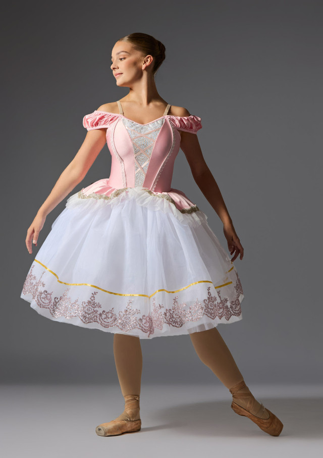Sparkling Pink and White Tutu with Off-the-Shoulder Bodice Sparkling Pink and White Tutu with Off-the-Shoulder Bodice — Ballet Outfits