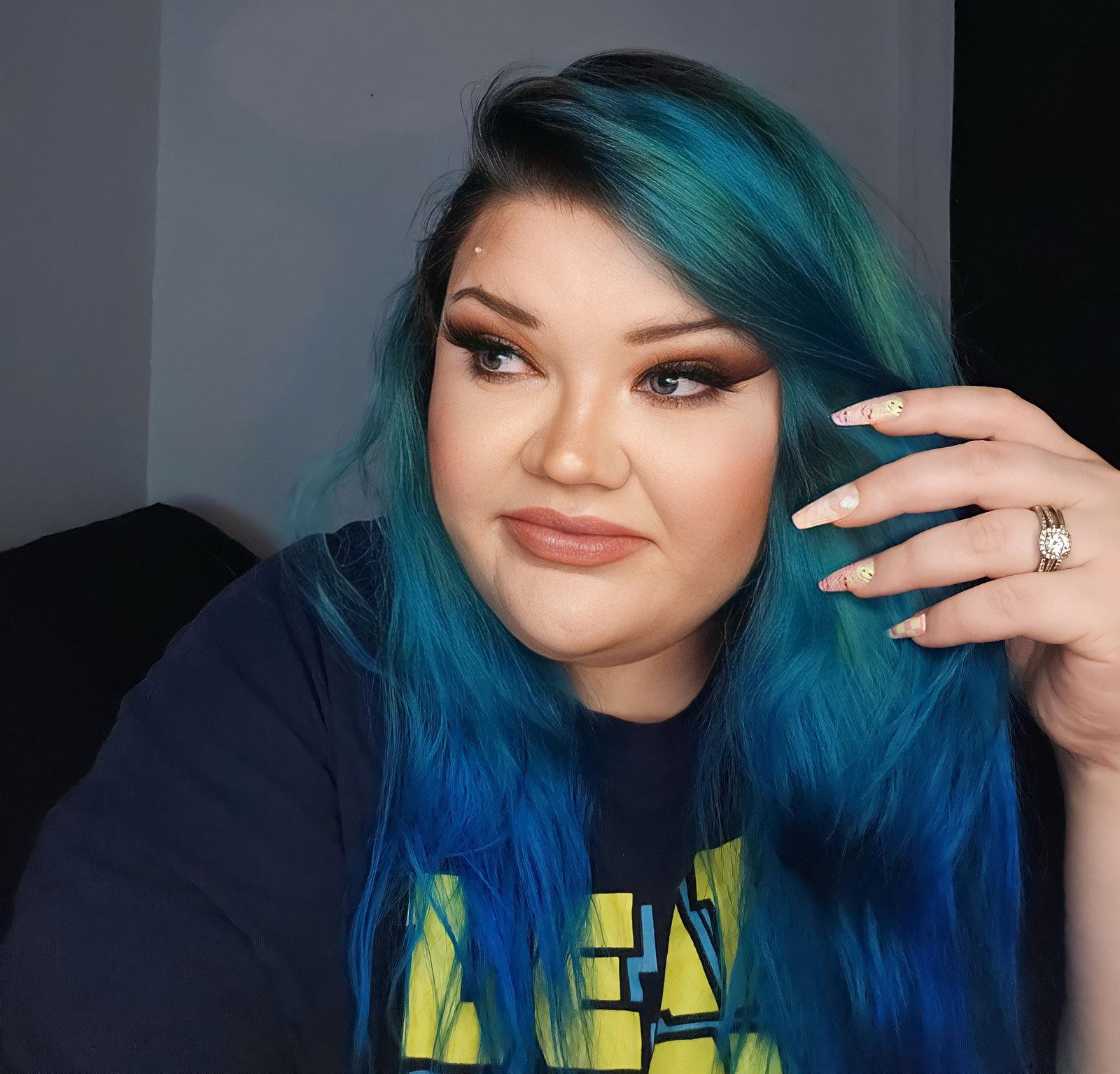 Thick Wavy Blue to Aqua Gradient — Aqua Hair