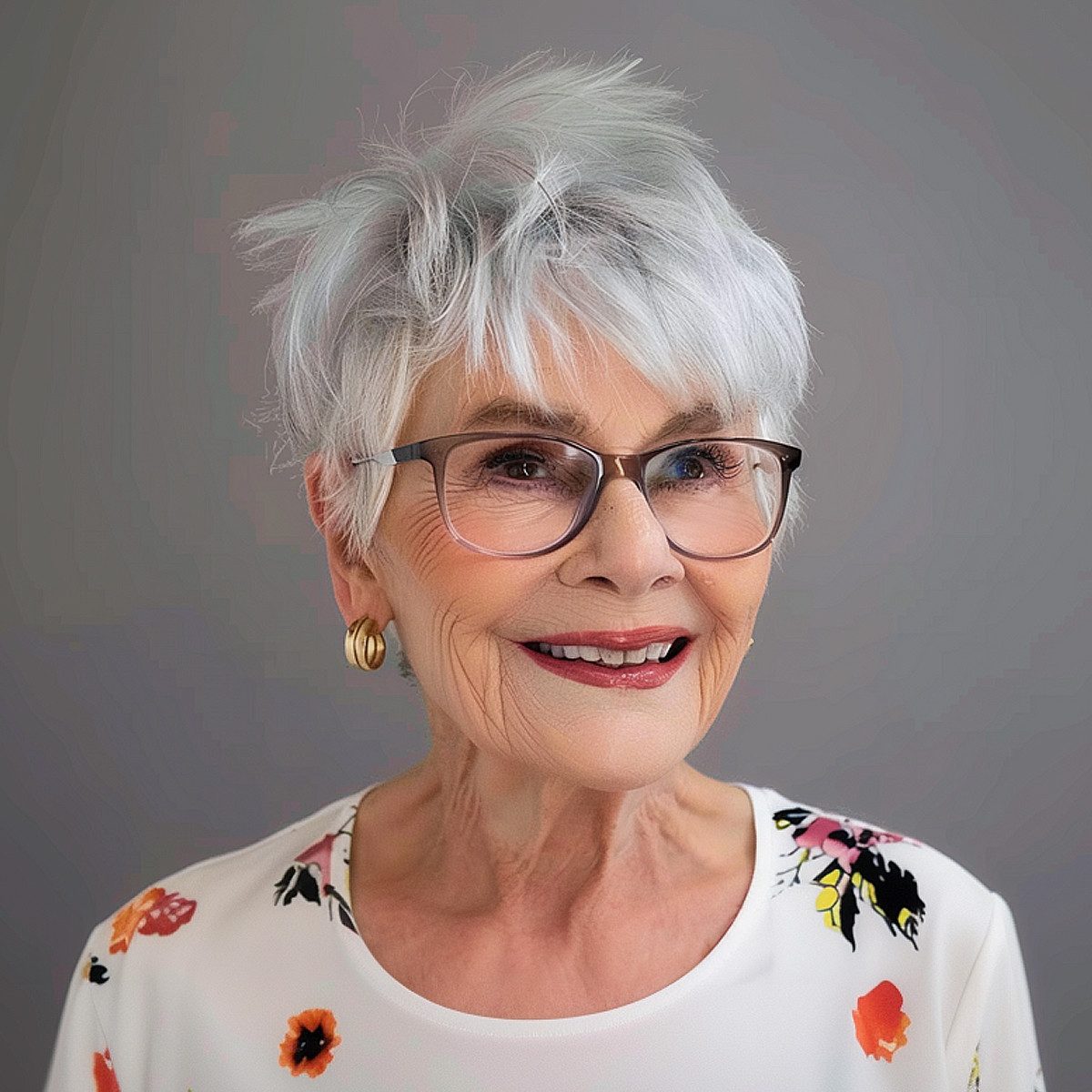 Messy Silver Lavender Pixie Messy Silver Lavender Pixie — Pixie with Glasses