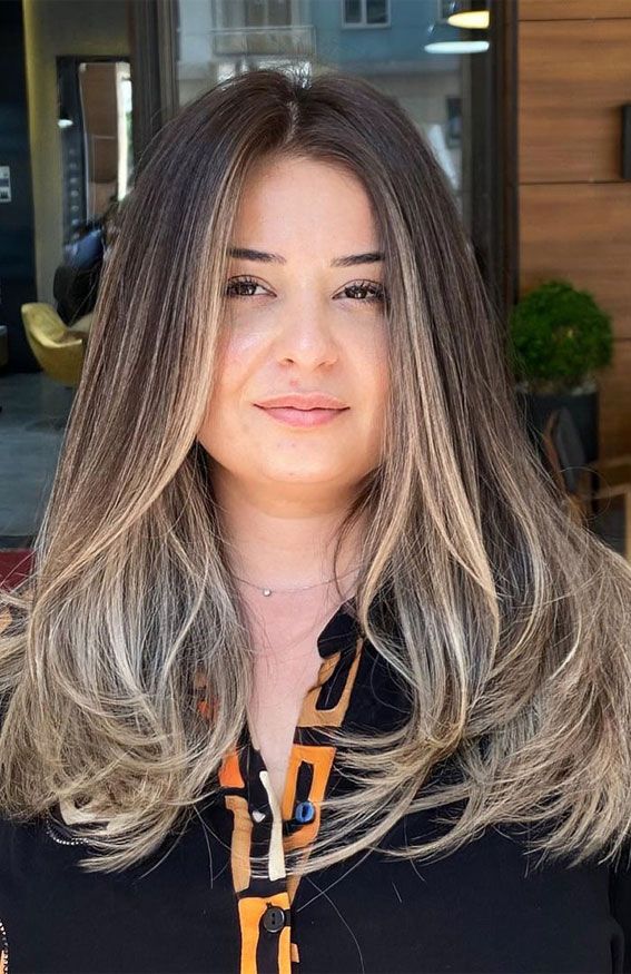 Mid-Back Layers With Blonde Balayage Mid-Back Layers With Blonde Balayage — Hairstyles for Round Faces
