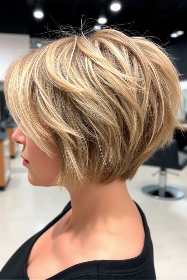 Layered Honey Blonde Bob with Volume — Pixie Bob