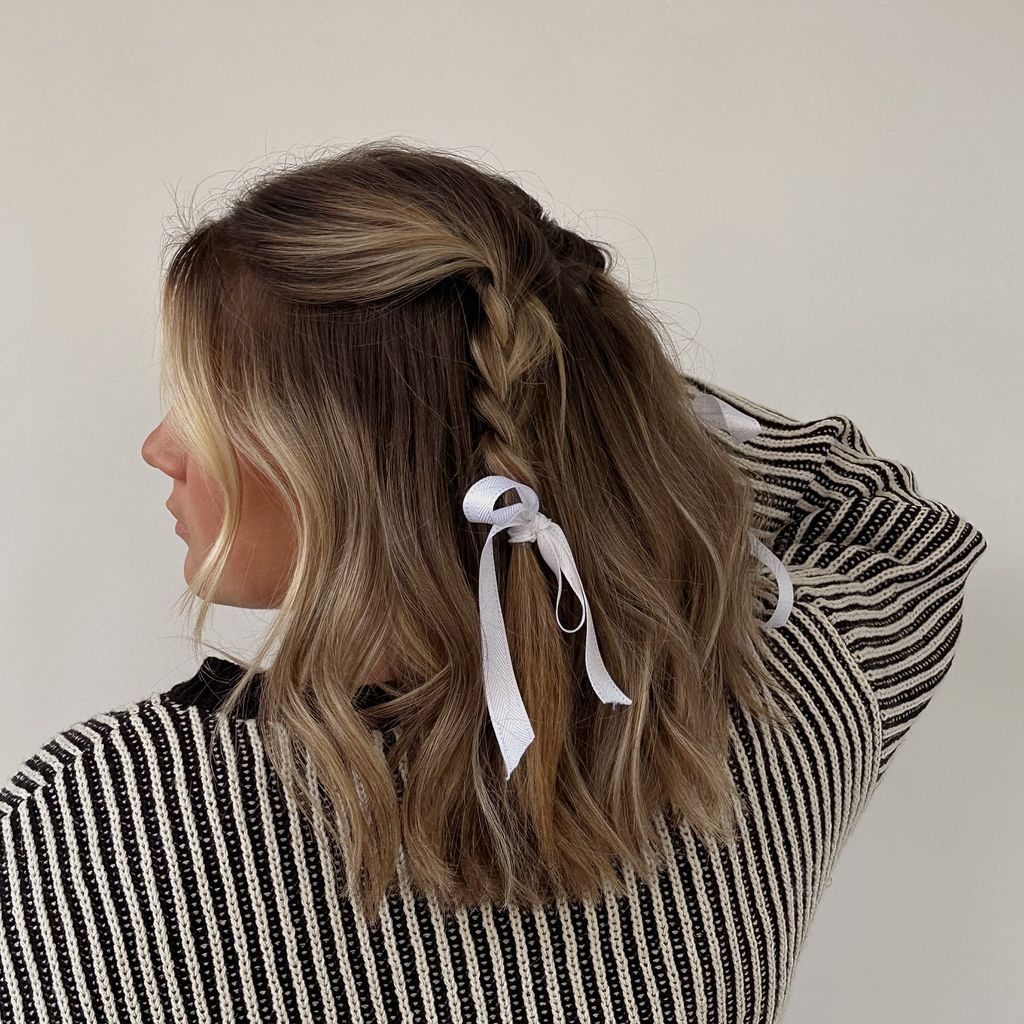 Half-Up Braid with Ribbon Accent — Party Hairstyles