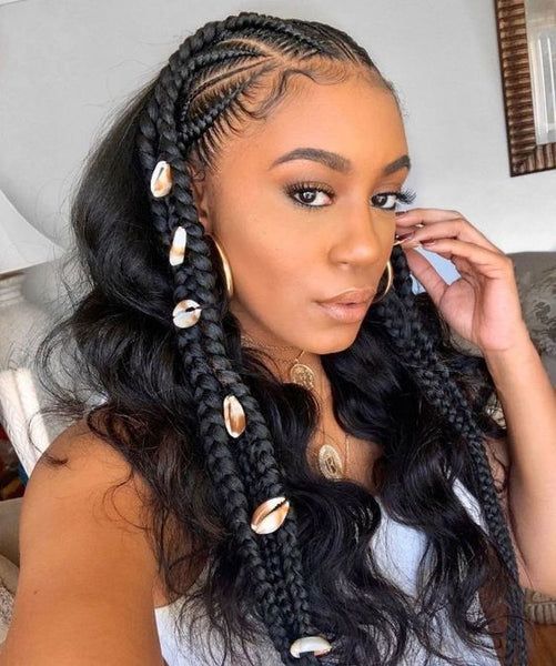 Shoulder Length Layered Braids With Beads